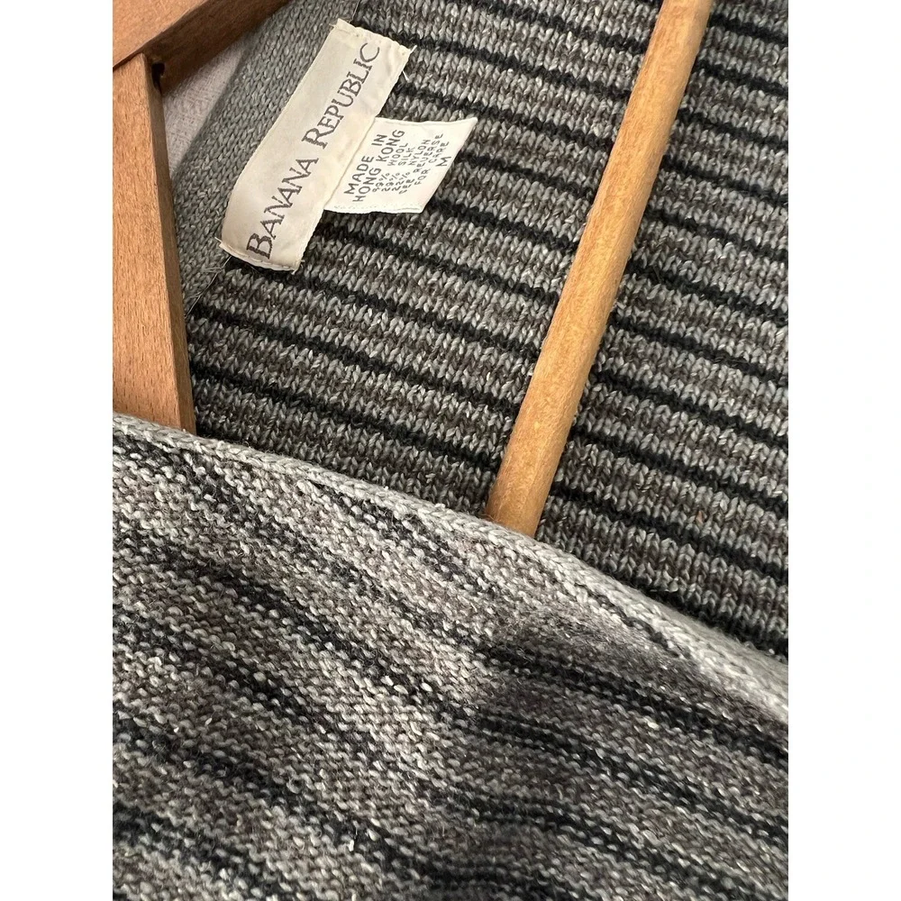 Vintage 90s Banana Republic Wool Knit Vest Men's Stripe Kurt Cobain Button Front